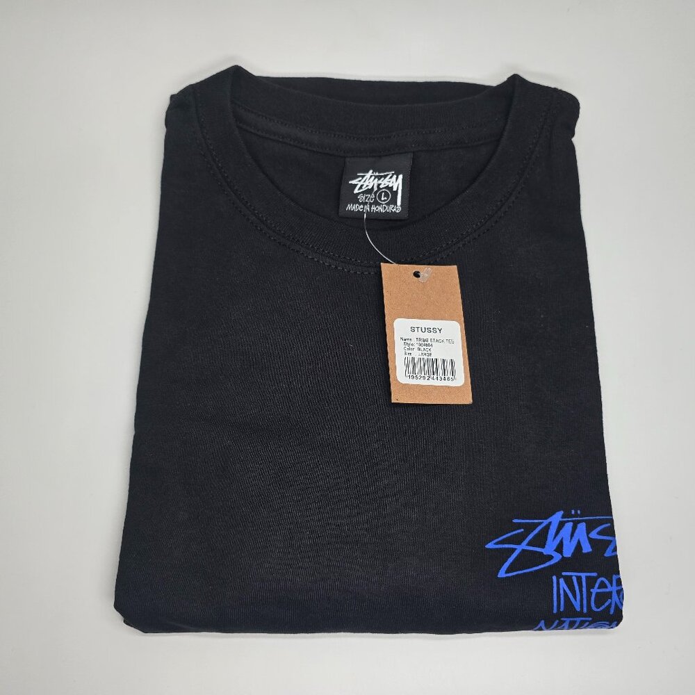 STUSSY TRIBE STACK TEE / BLACK / SIZE L